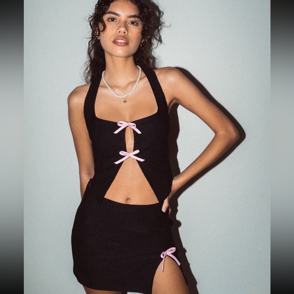 MOTEL ROCKS Kenaya Crop Top (XS) & Wei Mini Skirt (XS) Set